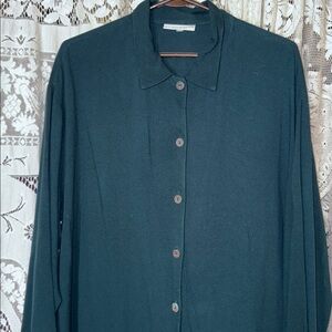 Bryn Walker Dark Teal Collared‎ Shirt